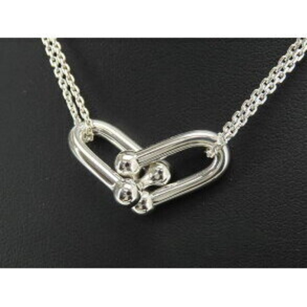 Tiffany Co Double Link Necklace Sterling Silver Pendant Newly Polished